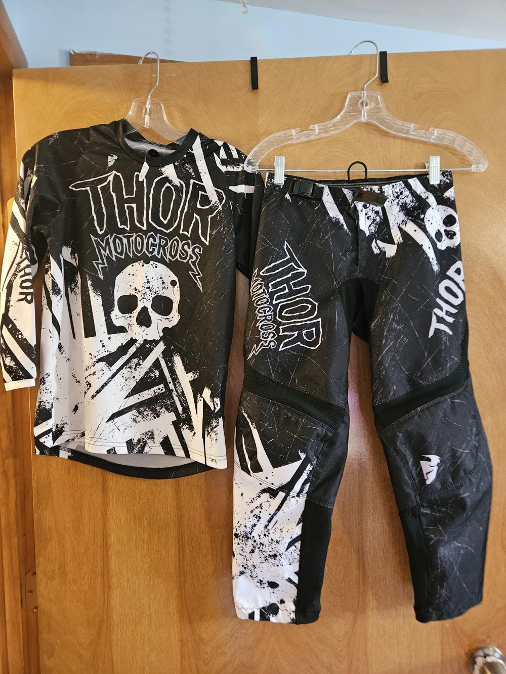 thor Black & White Skull Kids Motocross Gear Set